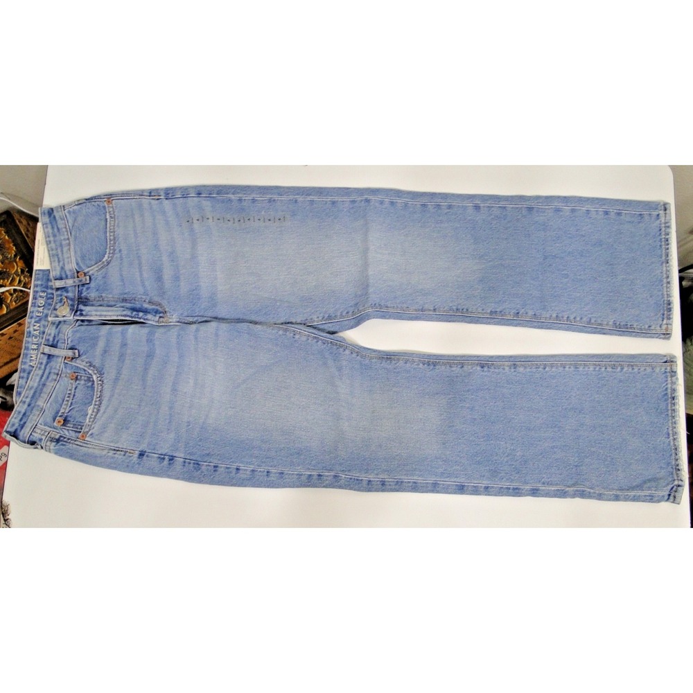 American Eagle 90s‎ Bootcut Distress Jeans Women 6/28  Short Blue New Y2K Grunge